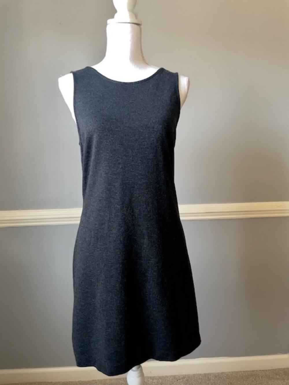 J.Crew Sleeveless A-Line Dress Jumper Gray Knit Career Spring Transition Size S